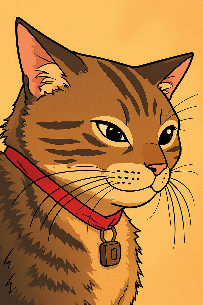 Photo of a cat transformed into Ghibli anime style