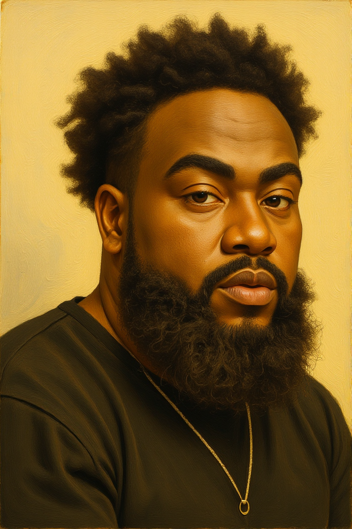 Photo of a man transformed into an oil painting