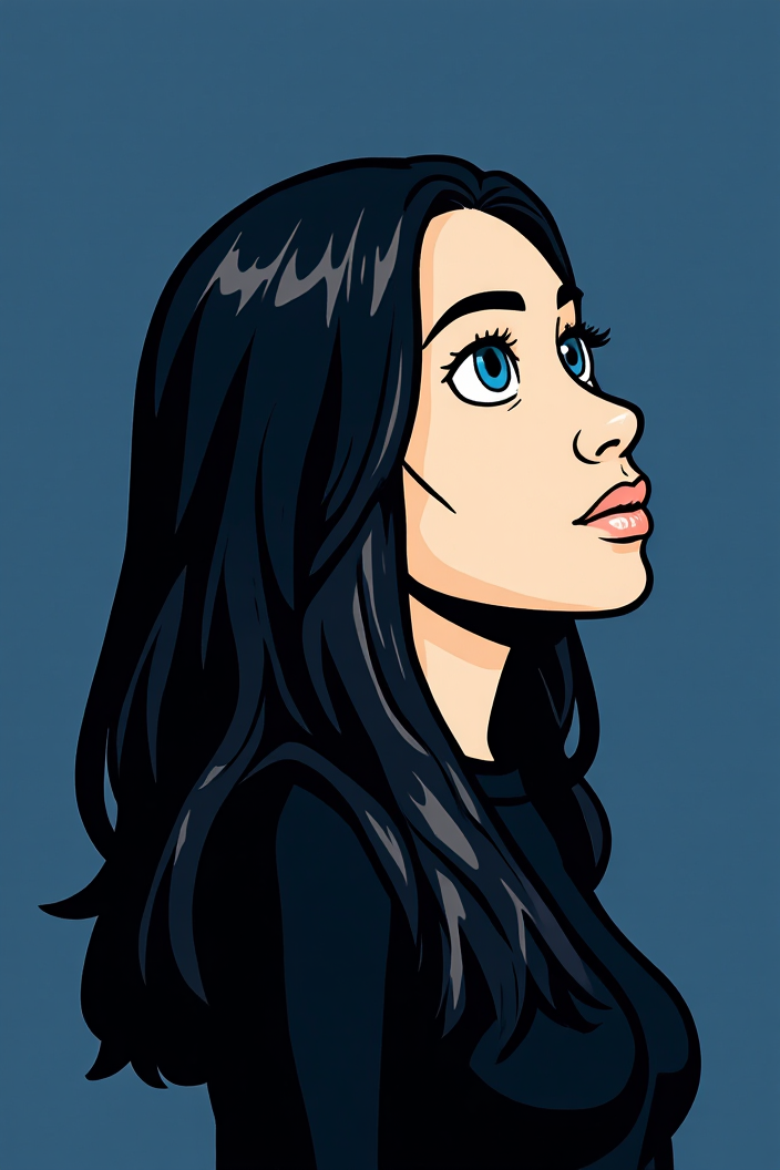 Photo of a woman transformed into an American cartoon style