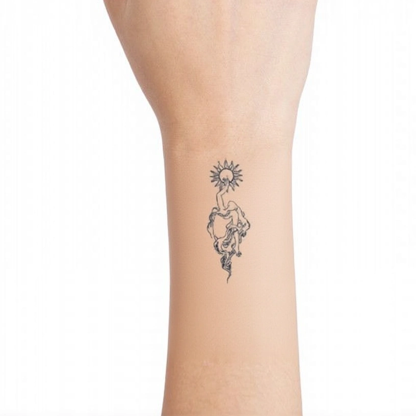 AI preview of minimalist tattoo on wrist